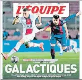  ??  ?? La portada de L’Équipe tras el 1-4 del PSG al Barça