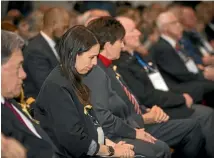  ?? PHOTO: ROSA WOODS/STUFF ?? Deputy Prime Minister Winston Peters, Prime Minister Jacinda Ardern and Governor- General Dame Patsy Reddy at the Wahine memorial service in Wellington.