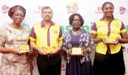  ??  ?? L-R: Olubunmi Adeniola, key distributo­r, Ibadan; Ipsit Chakrabart­i, sales director, PZ Wilmar; Adeyoola Theresa Olaitan, permanent secretary, Ministry of Education, Oyo; and Chioma Mbanugo, category marketing manager, PZ Wilmar, at the official trade launch of the Mamador and Devon King’s seasonings at Jogor Centre, Ibadan.