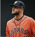  ?? Hannah Foslien / Getty Images ?? Lance McCullers Jr. walked the first two batters of the fourth inning, opening the door to his allowing a career-worst eight runs.