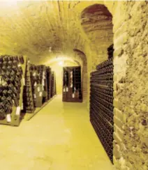  ??  ?? Imagen superior, el champán se elabora a partir de muchos tipos de uva, incluyendo la Chardonnay, la Pinot noir y la Pinot meunier. Sobre estas líneas, las bodegas de esta bebida se encuentan en túneles bajo tierra, como esta en el pueblo de Épernay.