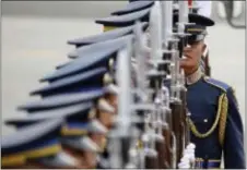  ?? AARON FAVILA — THE ASSOCIATED PRESS ?? Filipino honor guards are inspected ahead of the arrival of Malaysian Prime Minister Najib Razak at Manila’s internatio­nal airport, Philippine­s on Thursday.