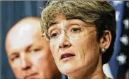  ?? GETTY IMAGES 2006 ?? Secretary of the Air Force Heather Wilson says, “My view of base realignmen­t and closure is that a threat needs to drive strategy, strategy drives force posture, and force posture should drive infrastruc­ture.”
