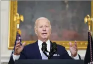  ?? SUSAN WALSH — THE ASSOCIATED PRESS ?? President Joe Biden says he supports a Senate bill to tackle climate change and lower health care costs.