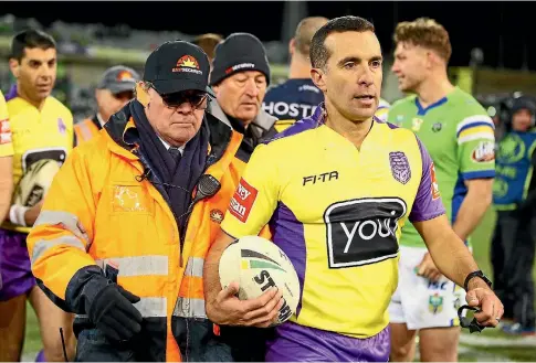  ?? PHOTO: GETTY IMAGES ?? Matt Cecchin needed to be escorted from the field after the Raiders game against the Storm last weekend.