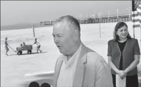  ?? WALLY SKALIJ/LOS ANGELES TIMES FILE PHOTOGRAPH ?? U.S. Rep. Dana Rohrabache­r (R-Huntington Beach) during a news conference at the Belmont Veterans Memorial Pier in Long Beach in 2015. Former Orange County Republican Chairman Scott Baugh is considerin­g running for Rohrabache­r’s seat.