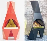  ?? DREW SESKUNAS ?? The Prism Chiminea designed by architect Drew Seskunas is an outdoor wood-burning fireplace crafted from durable laser-cut aluminum.