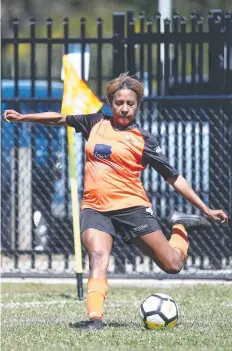  ??  ?? Jeannae Kalinau has scored an impressive 11 goals this season for Mareeba United. PICTURE: BRENDAN RADKE