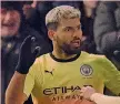  ??  ?? Goleador Sergio Aguero, 31 anni, argentino, al City dall’estate 2011