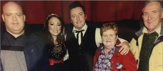  ??  ?? Owen Boylan with performers Mary Boylan and Bernard Boylan at the Johnny Cash roadshow at the TLT.