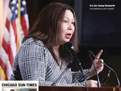  ?? CHIP SOMODEVILL­A/GETTY IMAGES ?? U.S. Sen. Tammy Duckworth