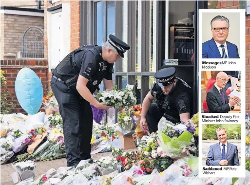  ?? ?? Tributes Flowers outside Belfairs Methodist Church, Leigh-on-Sea, where MP Sir David Amess was attacked
Messages MP John Nicolson
Shocked Deputy First Minister John Swinney
Saddened MP Pete Wishart
Last week’s Del Amitri concert at Perth Concert Hall has been declared a success for its first big test of the vaccine passport scheme.
The vaccine passport will now be fully enforced in Perth and Kinross after an initial grace period.
Under the new system vaccine passports are required for unseated indoor events with more than 500 people - even if some are seated.
On Thursday (October 14) Scottish rockers Del Amitri played to a packed out Perth Concert Hall.
The concert took place within the two and a half-week grace period given by the Scottish Government to allow businesses to“test, adapt