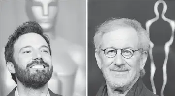  ??  ?? OSCARS DUEL: Director Affleck (left) and director Spielberg arrive for the 85th Academy Awards Nominees Luncheon at the Beverly Hilton Hotel on Feb 4 in Beverly Hills, California. — AFP file photos