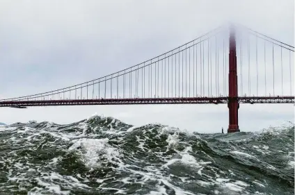  ?? Noah Berger / Special to The Chronicle ?? Some regional leaders have suggested constructi­ng a storm surge barrier across the Golden Gate to thwart rising seas.