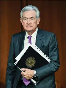 ?? ?? Jerome Powell, der er chef for USA's centralban­k, Federal Reserve, har vaeret nødt til at haeve renten kraftigt for at taemme den løbske inflation. Foto: Foto: Mandel Ngan/AFP