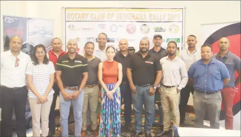  ??  ?? President of the Rotary Club of Demerara Hansraj Singh (front row-third from left) with club members and various sponsor representa­tives following yesterday’s launch at the Pegasus Hotel.