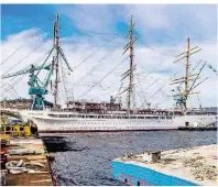  ?? FOTO: DEJAN NIKOLIC/SEA CLOUD CRUISES/DPA-TMN ?? Die „Sea Cloud Spirit“– hier in der Werft im spanischen Vigo – soll 2021 mit Urlaubern auslaufen.