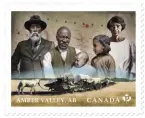  ?? The Canadian Press ?? A stamp commemorat­ing Amber Valley, Alta., in honour of Black History Month is shown in this undated handout photo.