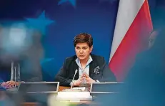  ?? FOTO: DE SAKUTIN/AFP ?? Polens Regierungs­chefin Beata Szydlo sorgte am ersten Tag des EU-Gipfels für einen Eklat, weil sie die Beschlüsse ablehnte.