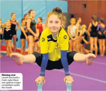  ??  ?? Shining star Lanark Gymnastics Club’s Jude Hilson won gold at a major competitio­n earlier this month