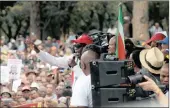  ?? PICTURE: BONGANI SHILUBANE ?? TAKING A STAND: Zwelinzima Vavi addresses protesters at the Union Buildings in Pretoria.