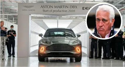  ??  ?? Aston Martin will launch a battery-only model from 2025. Inset: Billionair­e owner Lawrence Stroll