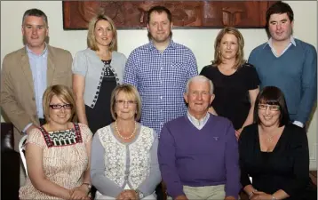  ??  ?? Mick Kinsella with family members at his retirement function hosted by the G.A.A. in 2011. Back (from left): Frank Blake, Ciara Doyle (daughter), Pádraig Kinsella (son), Aoife Kinsella (daughter), Stewart Doyle. Front (from left): Eimear Kinsella (daughter), Pat Kinsella (wife), Mick Kinsella, Orla Blake (daughter).