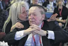  ?? Ethan Miller / Getty Images ?? Dr. Miriam Adelson and her husband, Las Vegas Sands Corp. Chairman and CEO Sheldon Adelson support the Republican controlled government, which aligns with their personal priorities. Adelson has a direct line to Trump.