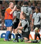  ??  ?? Wayne Barnes had Richie McCaw’s All Blacks on their knees in 2007.