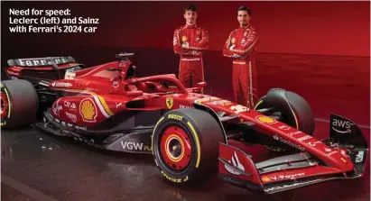  ?? ?? Need for speed: Leclerc (left) and Sainz with Ferrari’s 2024 car