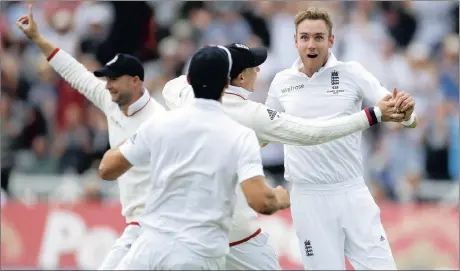  ?? Picture: REUTERS, PAUL CHILDS ?? BROAD SIDED: England fast bowler Stuart Broad demolished Australia’s batting order at Trent Bridge yesterday.