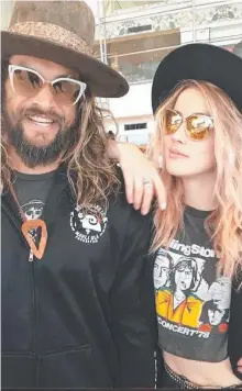  ??  ?? Jason Momoa and Amber Heard on the Gold Coast. The pair are starring in the new film.