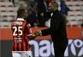  ?? (Photo Frantz Bouton) ?? Wylan Cyprien et Patrick Vieira de retour dimanche à l’Allianz ?