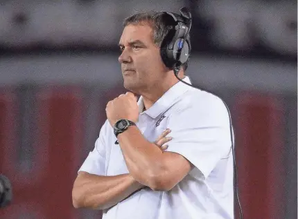  ?? ORLANDO RAMIREZ/AP ?? Brady Hoke is back at San Diego State, this time as an assistant coach, after many stops in between.