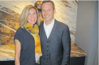  ?? PHOTOS: BILL BROOKS ?? Pictured with reason to smile at the opening reception of Oxbow on April 20 in the Kensington Riverside Inn (KRI) are Hotel Arts Group’s Mark Wilson and his wife Kerry. T he fabulous new restaurant in the KRI is taking the city by storm.