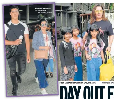  ?? PHOTO: VIRAL BHAYANI PHOTO: YOGEN SHAH ?? Twinkle Khanna and her son Aarav Farah Khan Kunder with Czar, Diva, and Anya