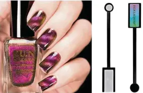  ??  ?? Fun Lacquer offers the multi-chrome magnetic polish that magically shifts the nail polish colours through various tones, with the help of a magnetic tool. — FUN Lacquer