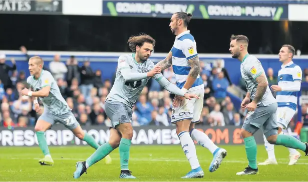  ?? Alex Morton ?? Bradley Dack celebrates after scoring Rovers’ first goal from the penalty spot in the 4-2 defeat at QPR on Saturday