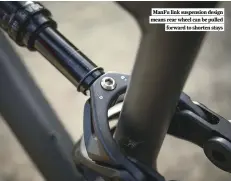  ?? ?? Manfu link suspension design means rear wheel can be pulled forward to shorten stays