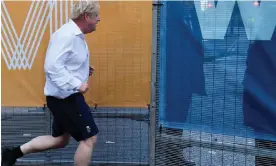  ?? Photograph: Toby Melville/Reuters ?? Totally unexpected … former prime minister Boris Johnson jogging in a shirt and brogues.