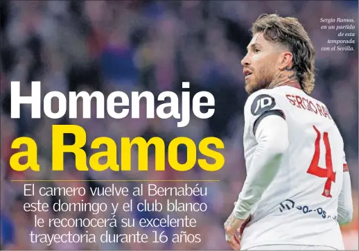  ?? ?? Sergio Ramos, en un partido de esta temporada con el Sevilla.