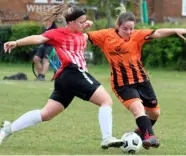  ??  ?? Wokingham & Emmbrook Ladies (pictured left and middle), Silver Birch against Bracknell Athletic (pictured right) :