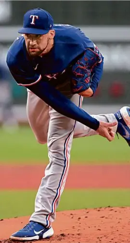  ?? BRIAN FLUHARTY/GETTY IMAGES ?? It wasn’t a happy homecoming for Nathan Eovaldi, who allowed four earned runs in 5‚ innings in a no-decision.