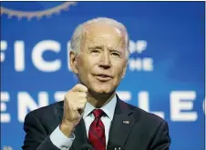  ?? SUSAN WALSH — THE ASSOCIATED PRESS ?? President-elect Joe Biden speaks during an event at The Queen theater in Wilmington, Del., Tuesday, Dec. 8, 2020, to announce his health care team.