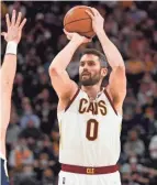  ?? ALEX GOODLETT/AP ?? Kevin Love is shooting 39.3% on 3-point shots, his best since the 2017-18 season.