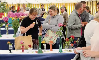  ?? Jen Urwin ?? ●● Some of the many people who enjoyed this year’s Annual Flower and Vegetable Show earlier this month. Now organisers are looking ahead to the 50th show in 2016