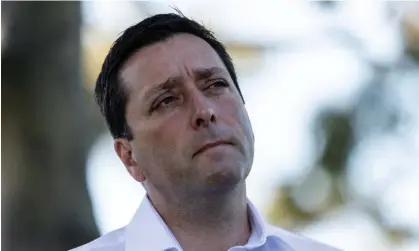  ?? Photograph: Diego Fedele/AAP ?? Matthew Guy told reporters on the election campaign trail the Liberal party is fully cooperatin­g with two donation investigat­ions.
