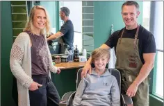  ??  ?? Louise and Paul Cole with son Daniel in their new shop, Cole & Co Barbers in Greystones.