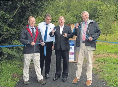  ?? Picture: Steven Brown. ?? From left: Councillor Willie Robertson, George Lawrie of Living Lomonds Landscape Partnershi­p, MSP Alex Rowley and Stuart Housden, the RSPB’s director for Scotland.