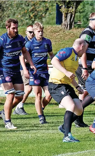  ?? Image copyright Rob Hockney ?? Simeon Meek on debut goes over for Macclesfie­ld’s first try during the weekend’s clash against Otley